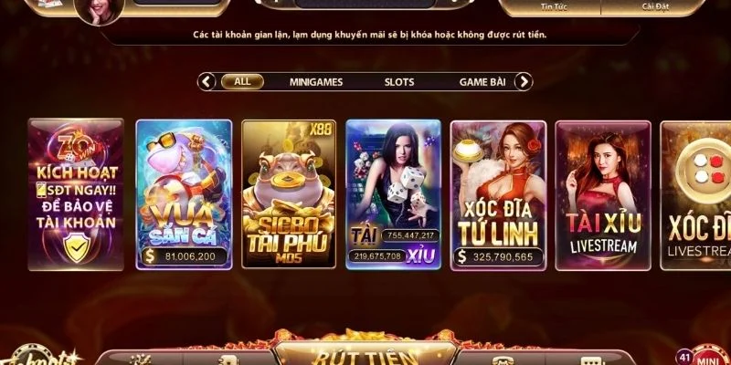 Kho game khủng cho trải nghiệm tại Zowin Android