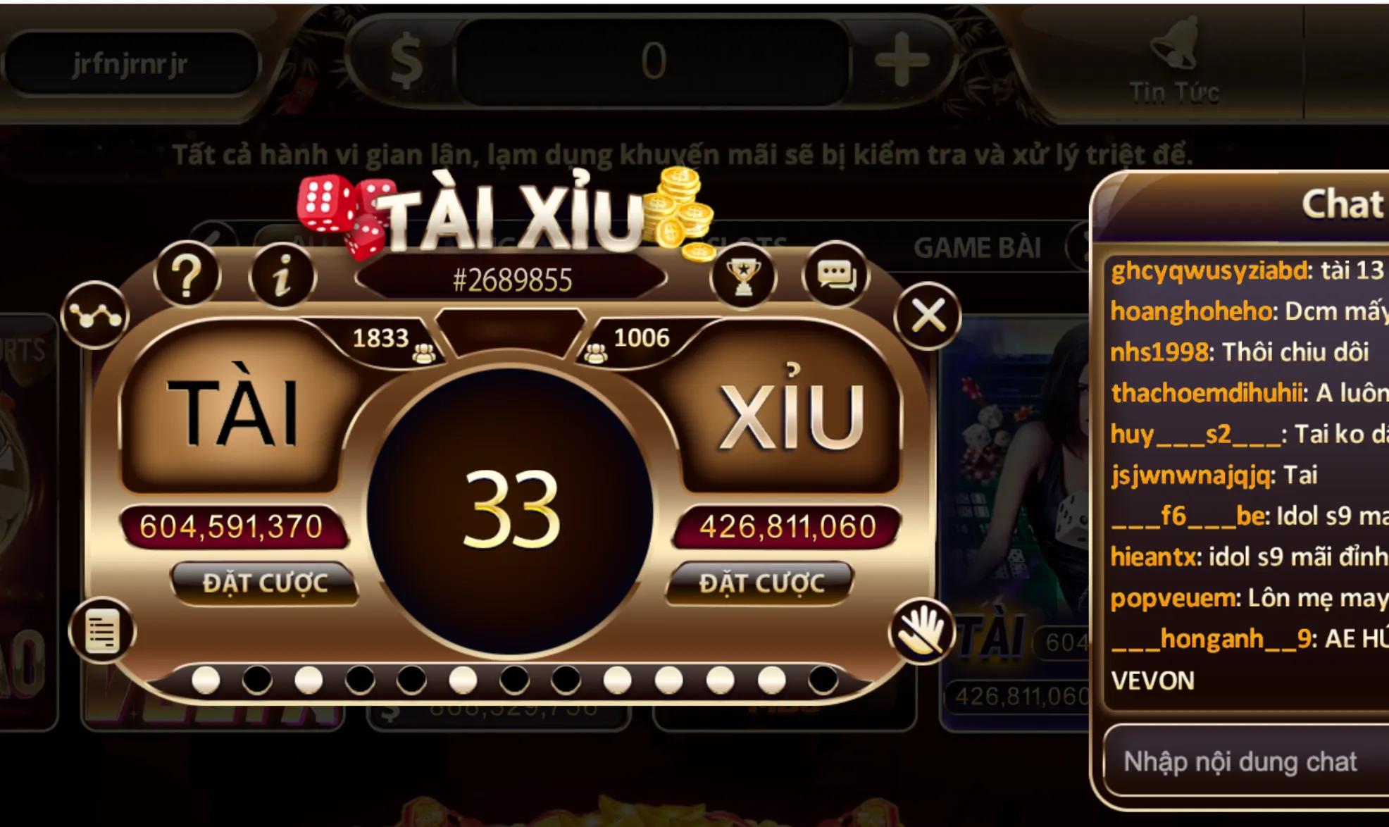 Nắm chắc quy luật chơi Tài Xỉu Zowin cơ bản nhất cho người mới